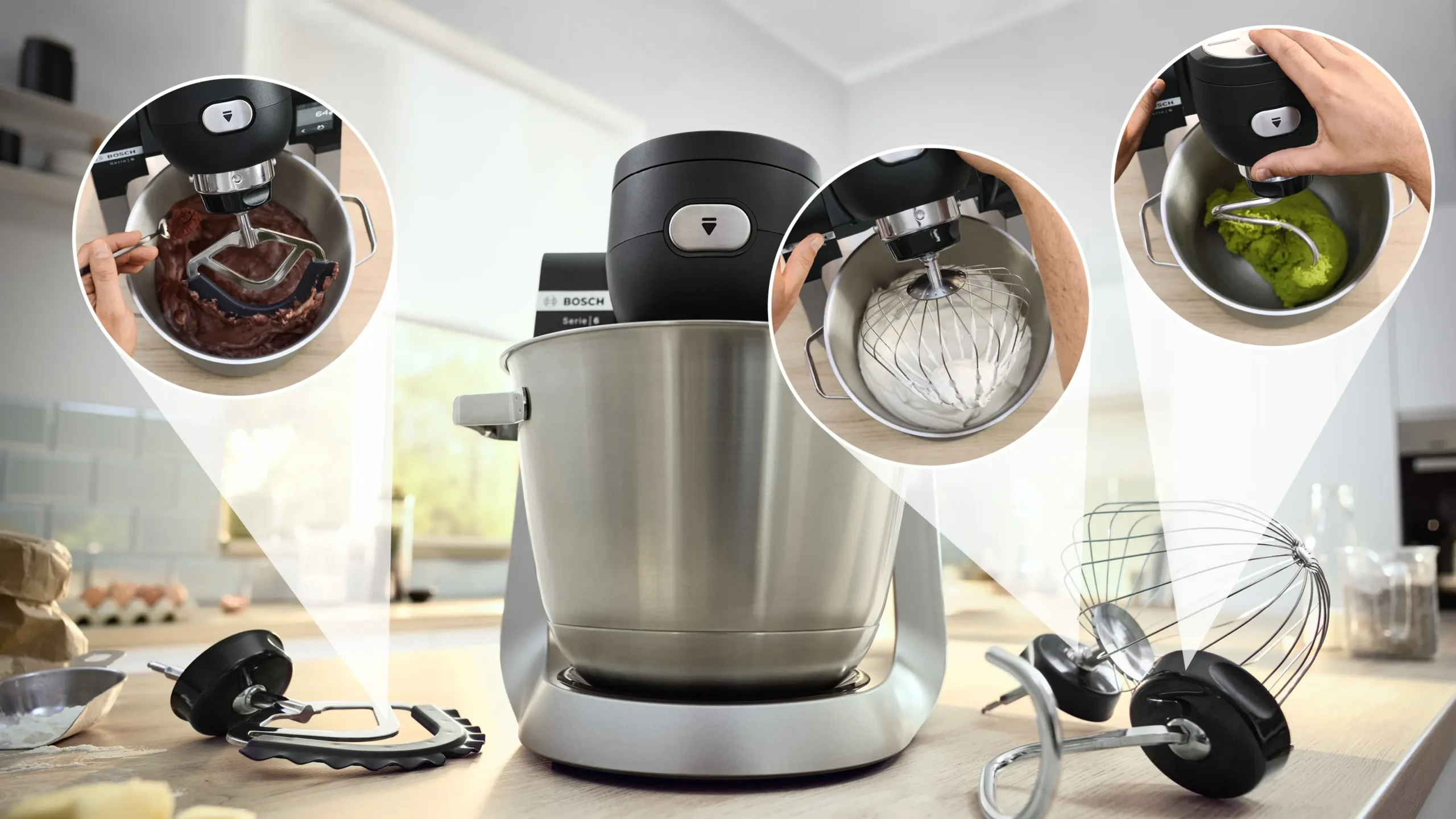 Series 6 Kitchen machine with scale 1600 W Black, Brushed stainless steel