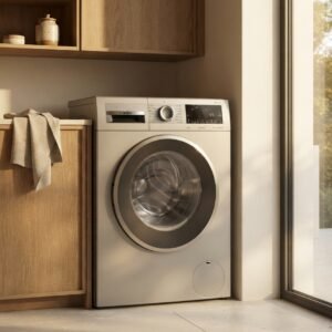 Series 4 washing machine, frontloader fullsize 9 kg 1400 rpm, Silver inox