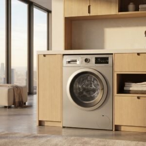 Series 4 washing machine, frontloader fullsize 8 kg 1200 rpm, Silver inox